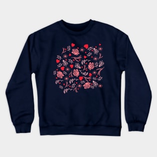 Hearts and Flowers- Rose Dandelion Leaves Crewneck Sweatshirt